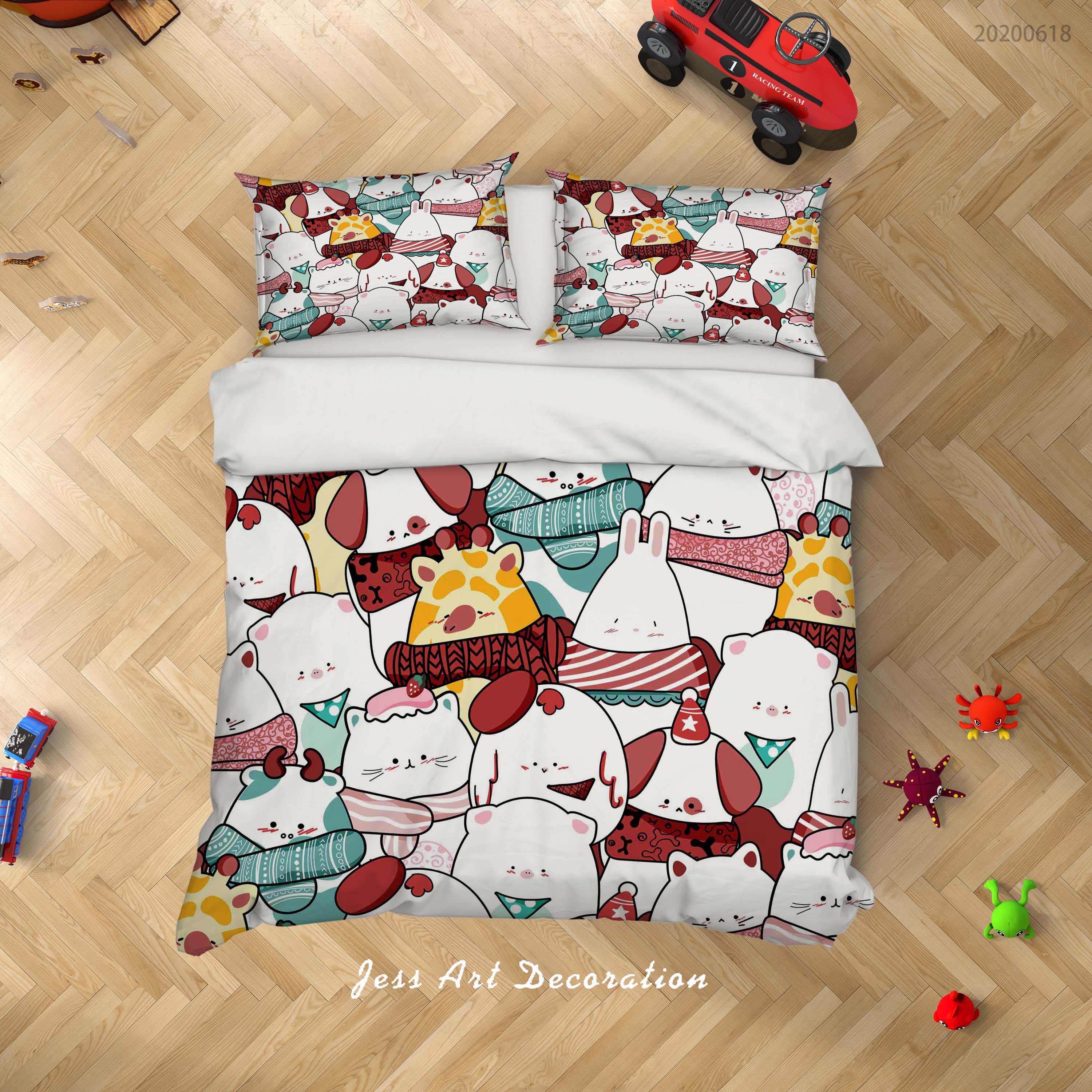 3D Cartoon Animal Quilt Cover Set Bedding Set Duvet Cover Pillowcases Sf62