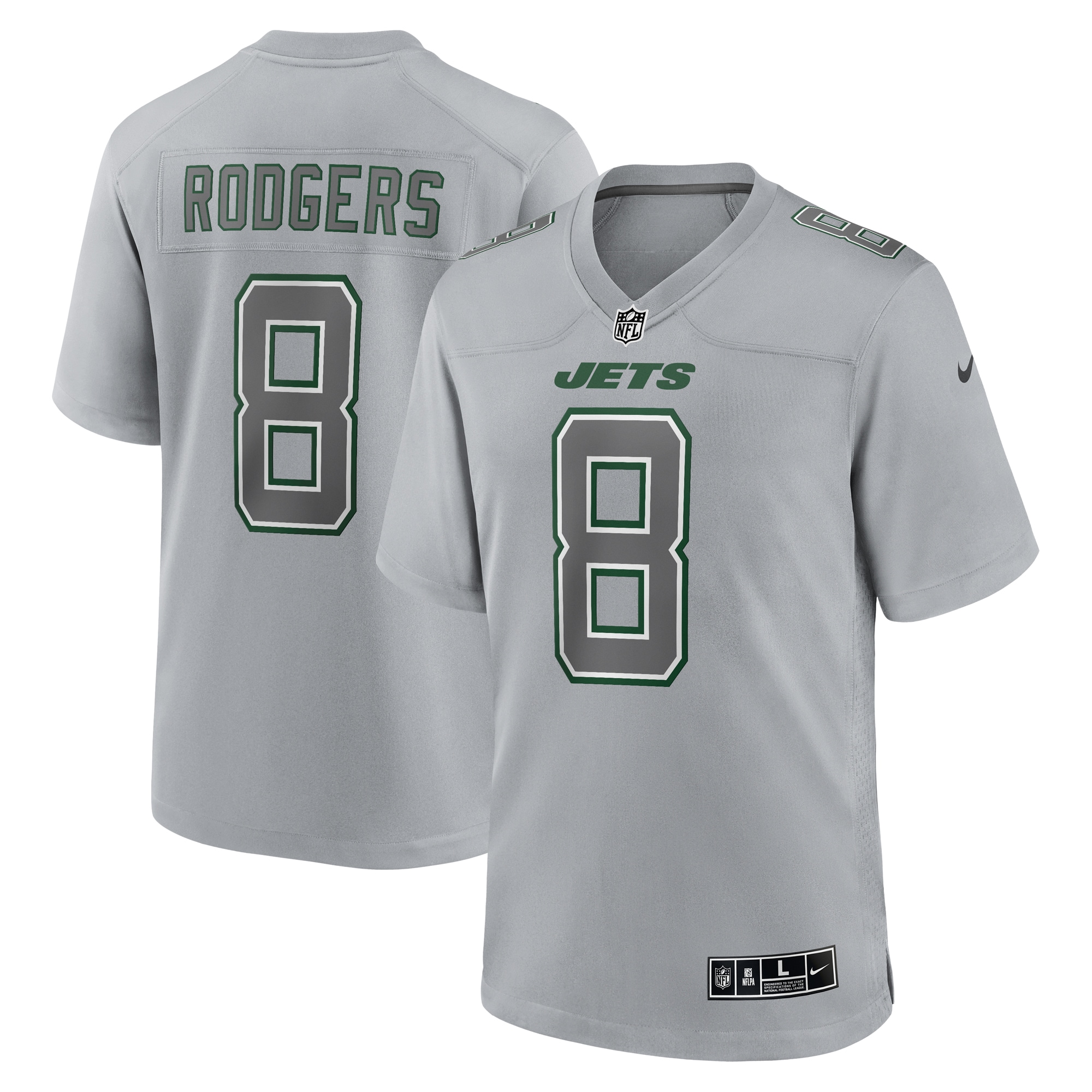 Men’s New York Jets Aaron Rodgers Heather Gray Atmosphere Fashion Game Jersey