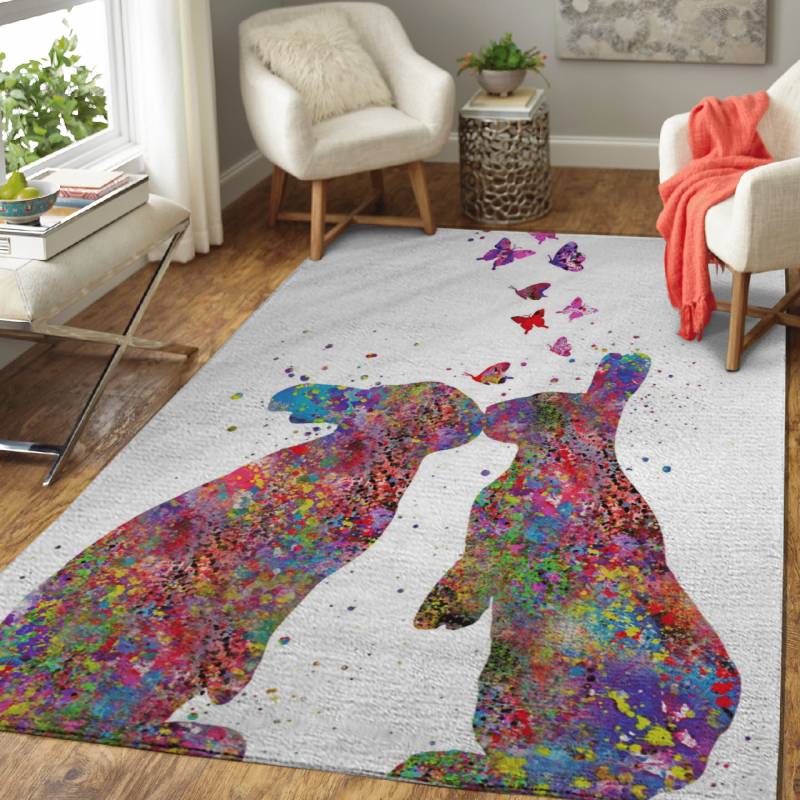 Rabbit kissing – Animals Area Rug Carpet