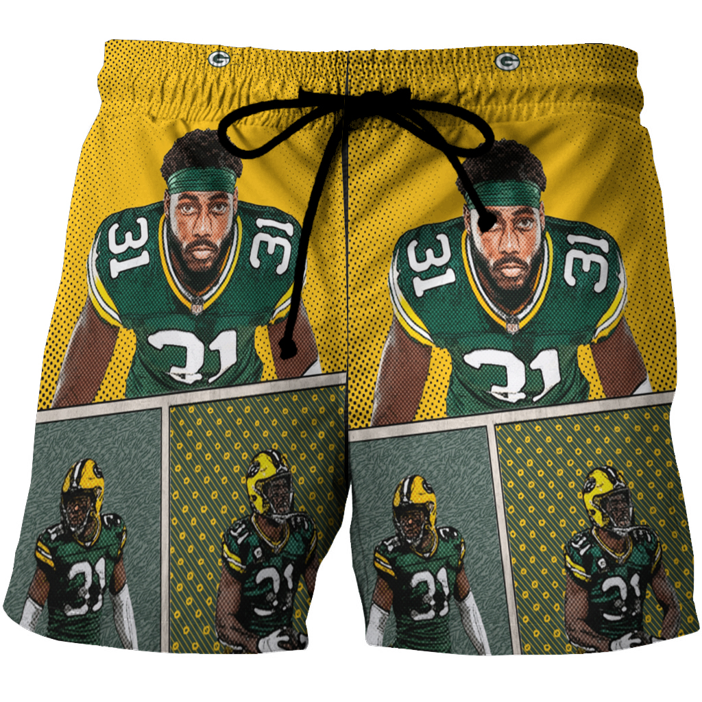 Green Bay Packers Adrian Amos No31 3D All Over Print Summer Beach Hawaiian Short