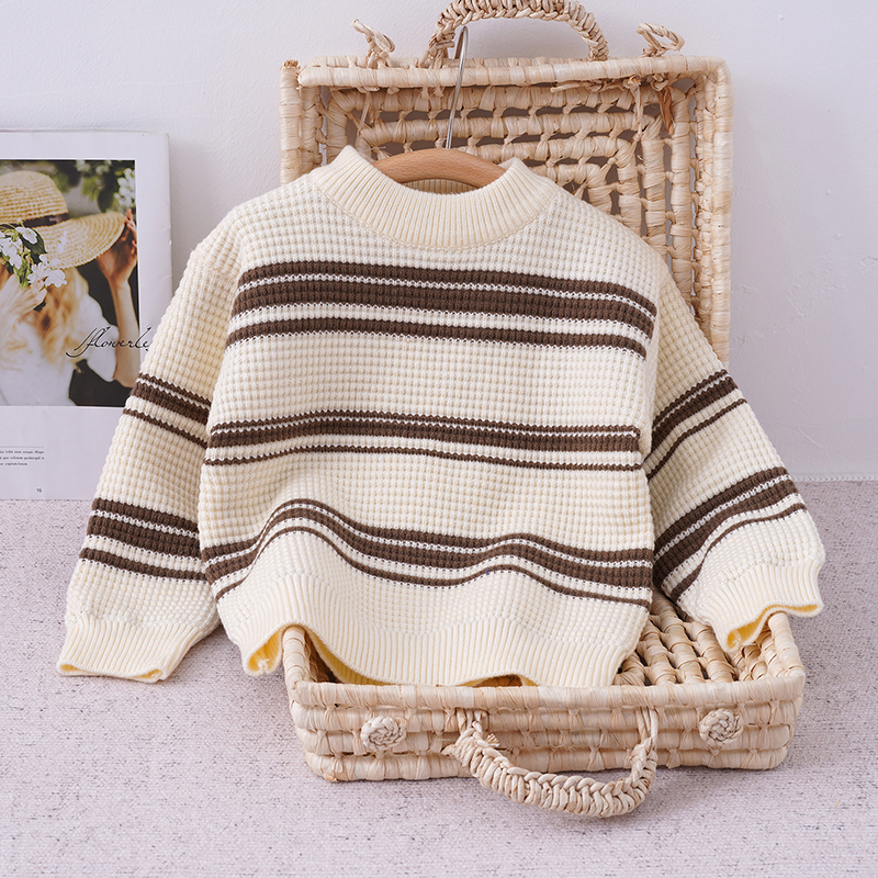 Boys Clothes Striped Sweater Winter 2022 Children Thick Sweaters High Quality Fashion Style Kids Sport Clothing 3-10 Years Old alx