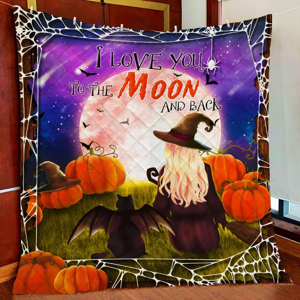 I Love You To The Moon And Back Pumpkin Halloween Witch Fleece Blanket Fleece Blanket, Blanket Sofa Bed, 3D Blanket