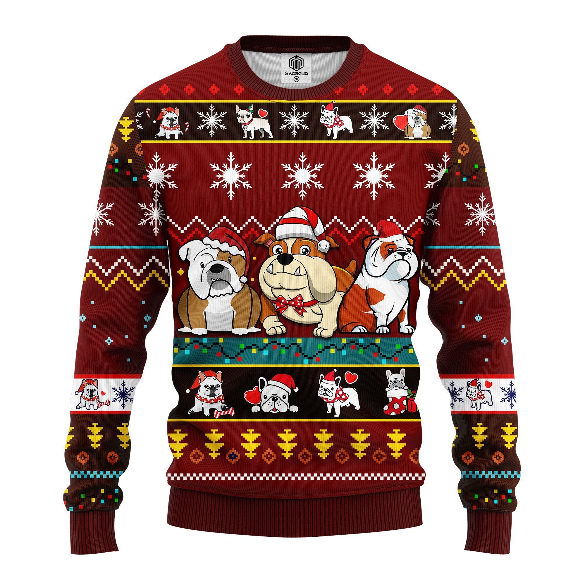 Bull Dog Cartoon Ugly Christmas Sweater | For Men & Women | Adult | Us4167