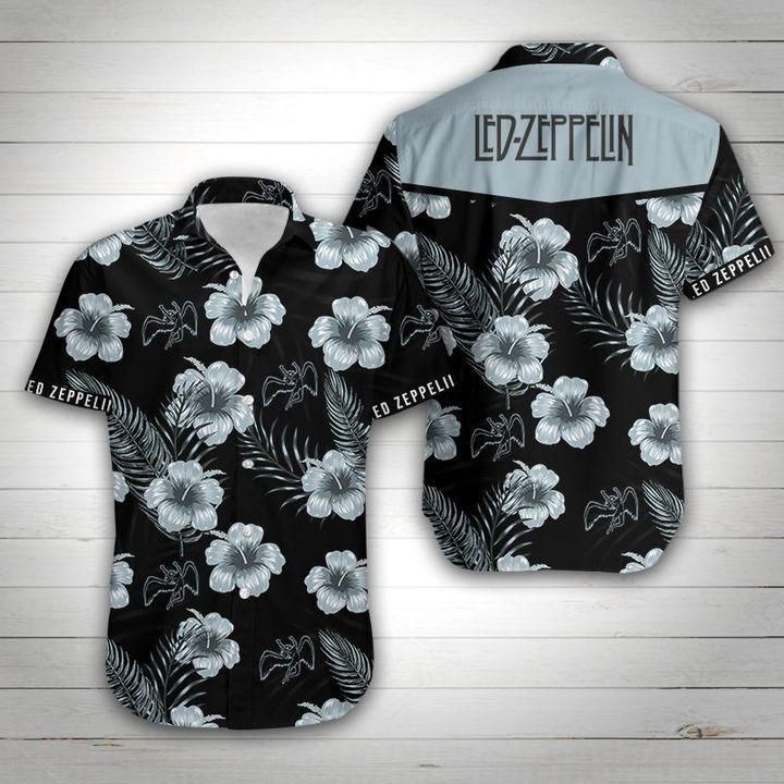 Led Zeppelin Floral Hawaii Shirt White Men Women Beach Wear Short Sleeve Ha49717