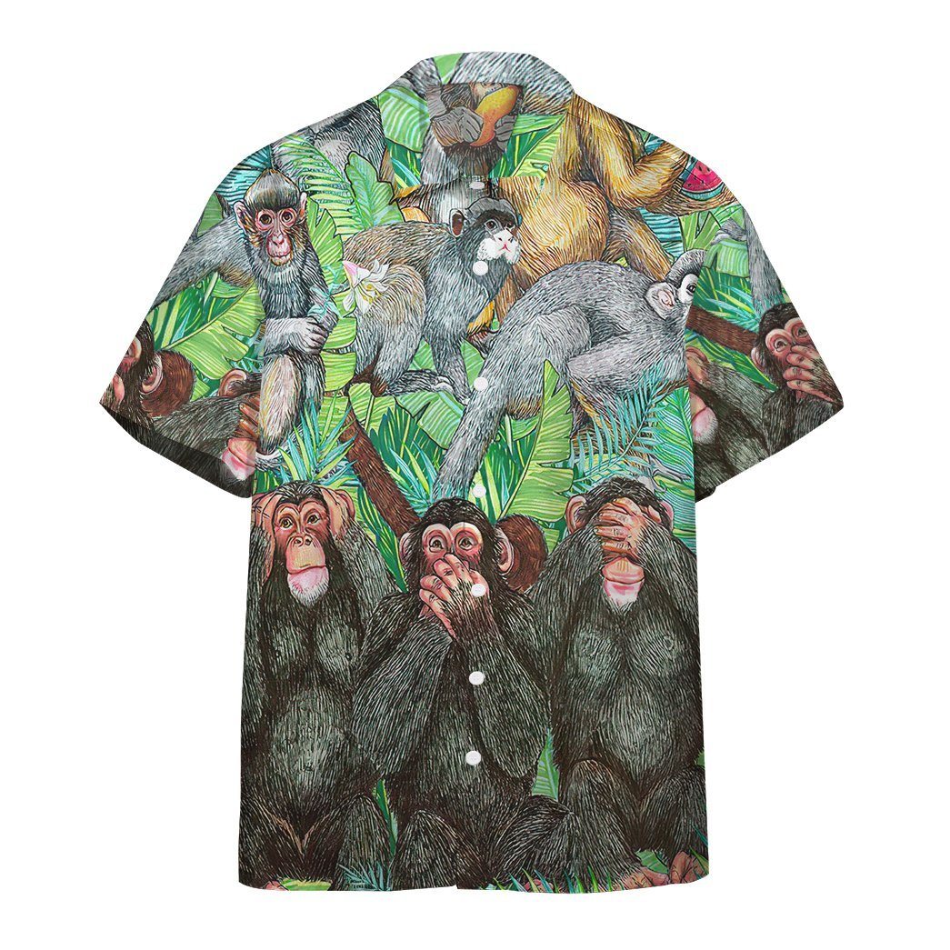 Gearhumans Monkey Tropical Hawaiian Shirt Ha36968