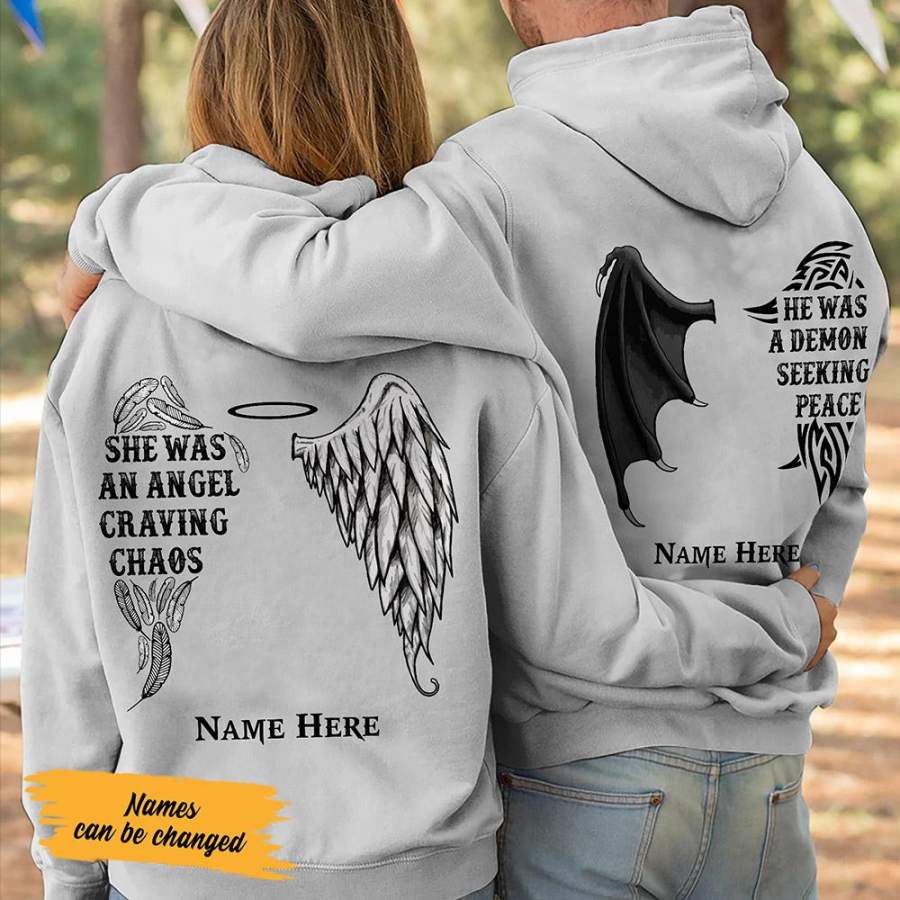 Personalized Demon Angel Love Couple Pullover Hoodie SB211 85O53 ...