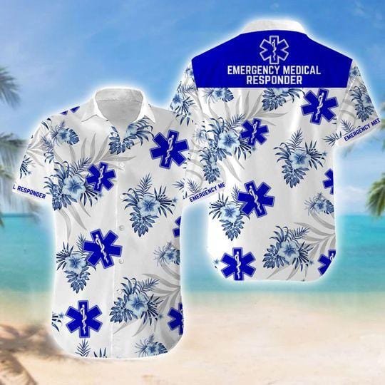 Navy White Emergency Medical Responder Unisex Hawaii Shirts Beach Shorts Ha59368