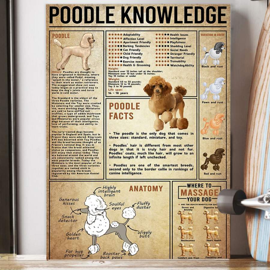 Poodle Knowledge  Unique Custom Design  Poster  Gift  For Dog Lovers