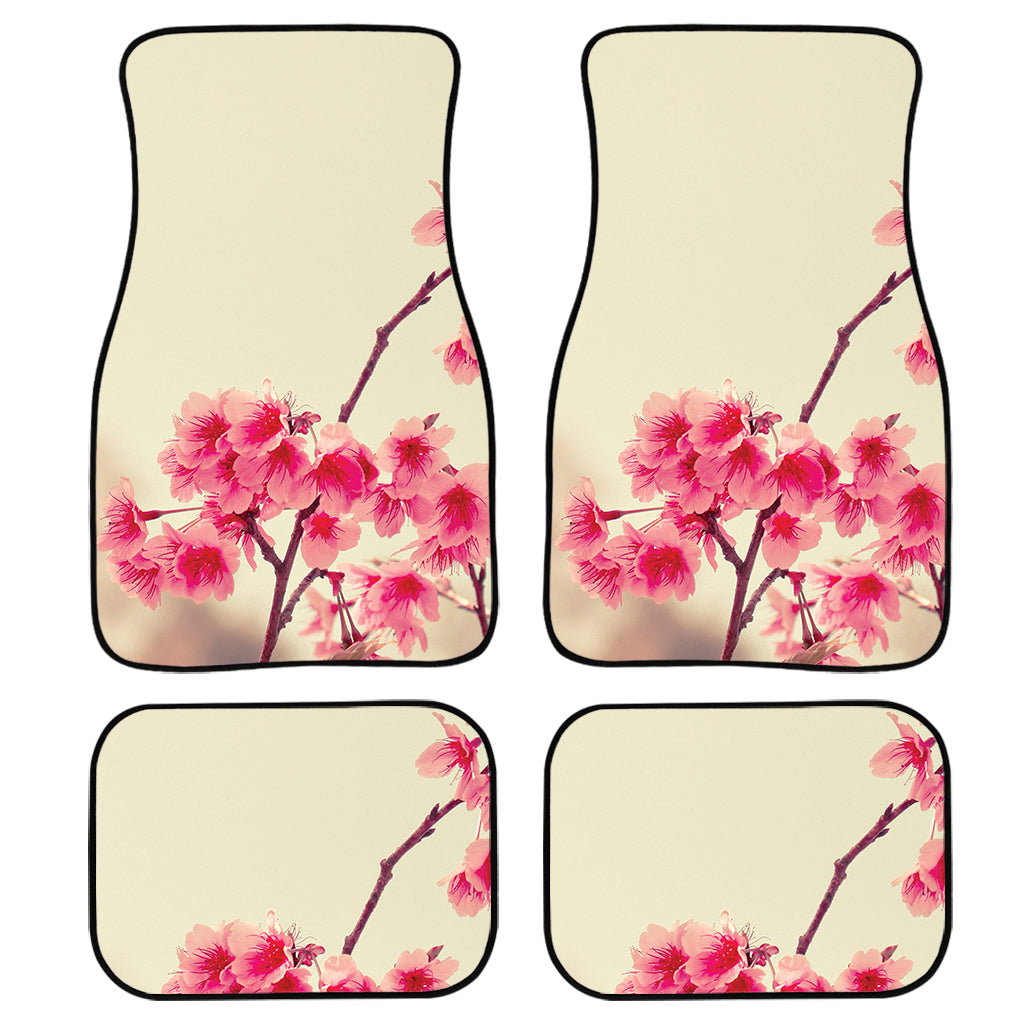 Vintage Cherry Blossom Print Front And Back Car Floor Mats, Front Car Mat