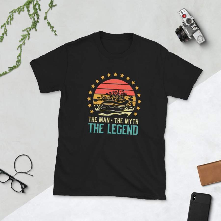 The Man The Myth The Rafting Legend T-Shirt For Men Vintage Rafting Lover Wave Rider Shirt Father’s Day Gift for Rafter S-3XL Unisex Tee