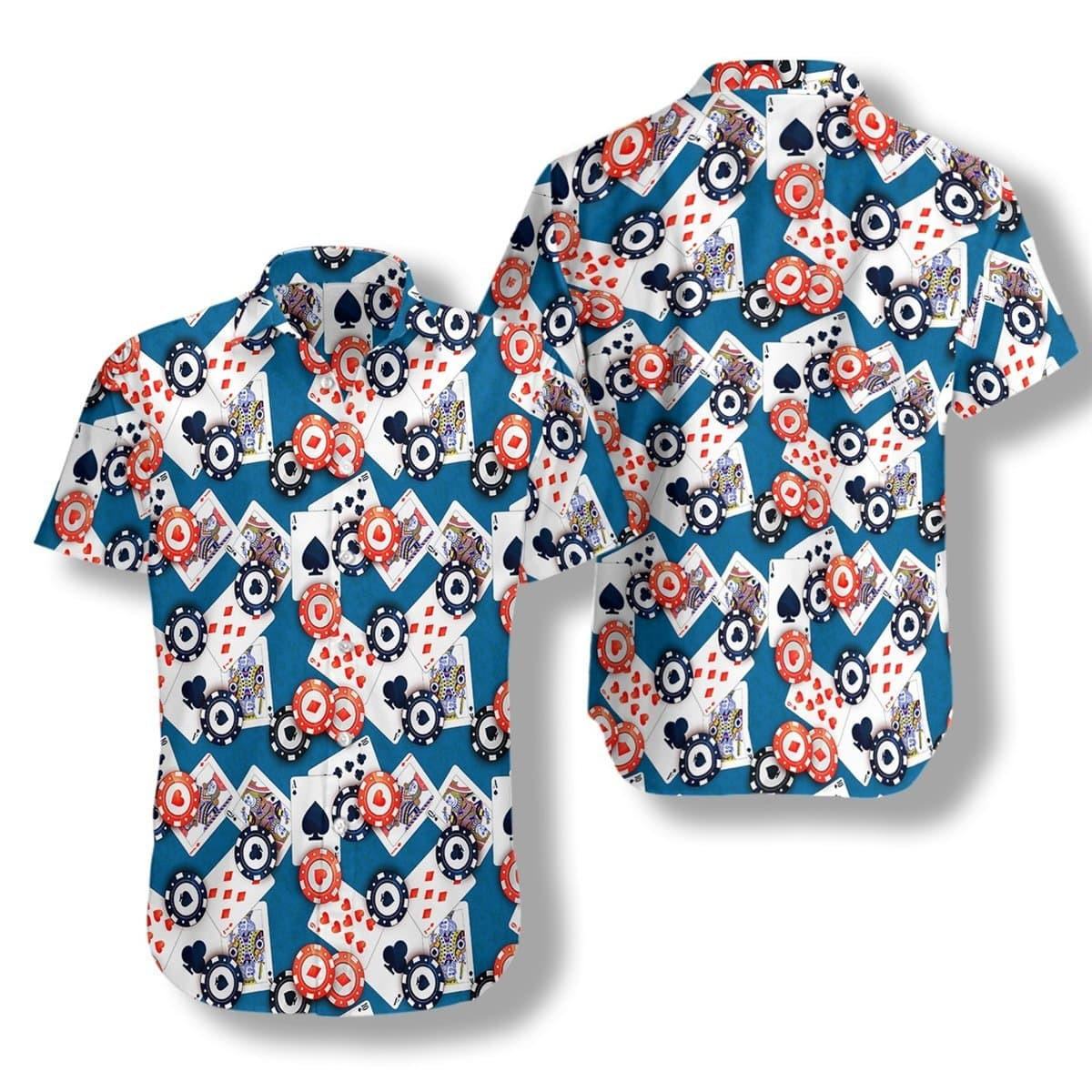 Poker Seamless Blue Pattern Hawaii Shirt H Ha28275