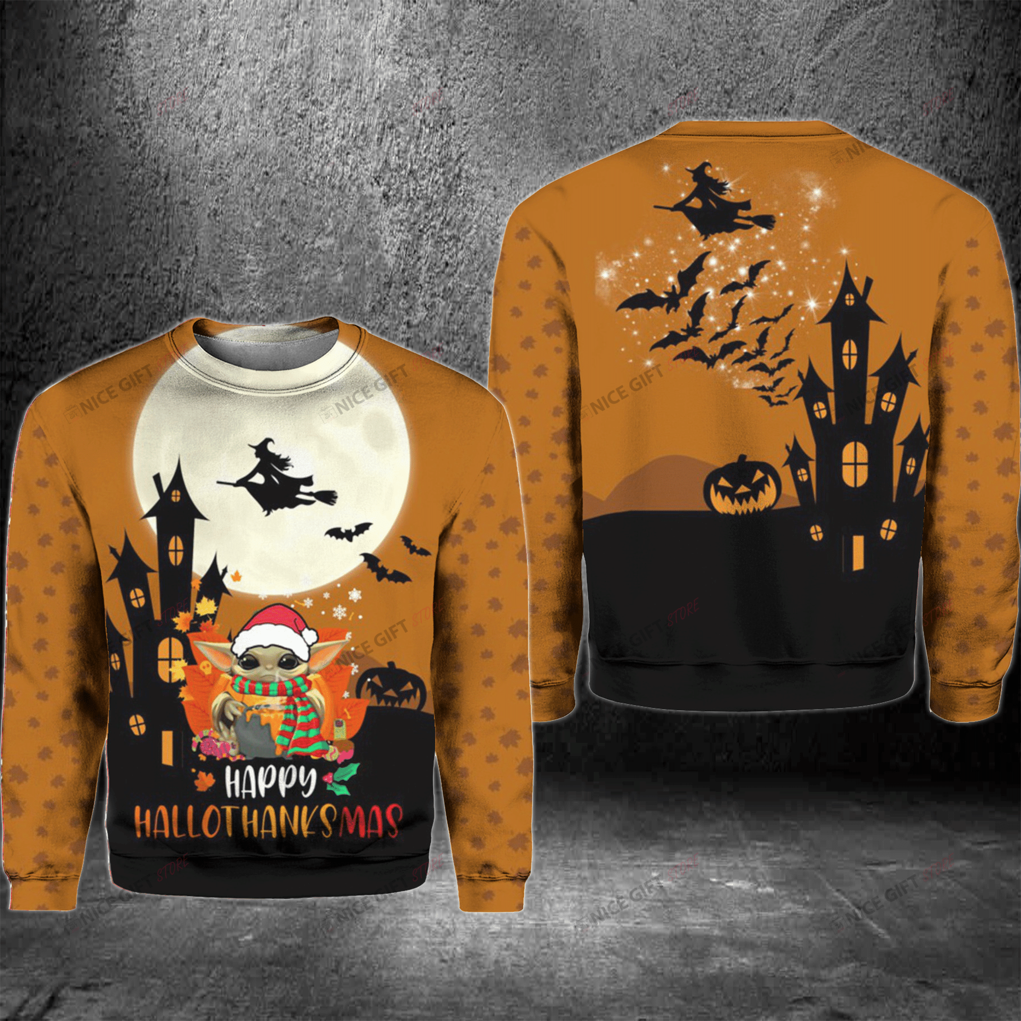 Grogu Happy Hallothanksmas Crewneck Sweatshirt 3Cs-Y9E4