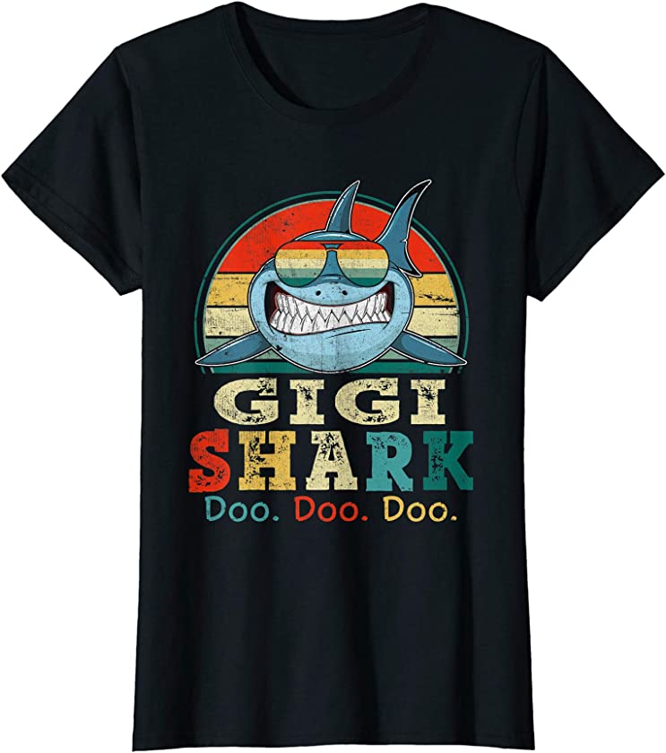 Womens Retro Vintage Gigi Shark Funny Family gifts for Mother’s Day T-Shirt