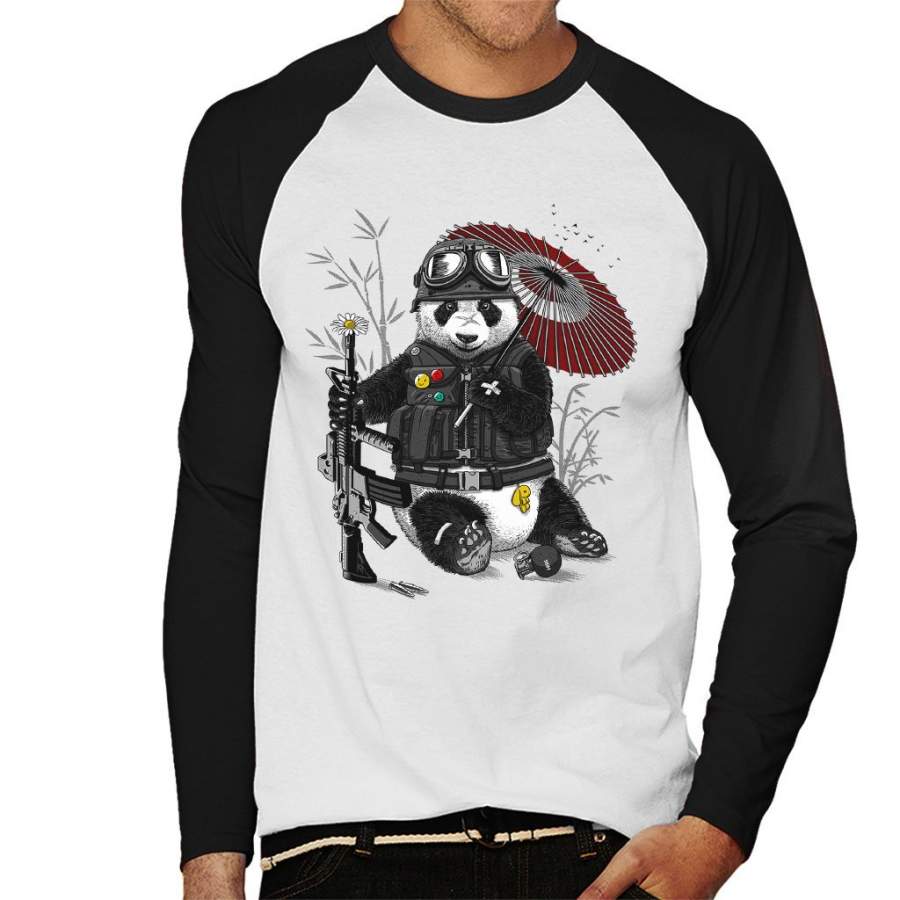 Panda Militar Men’s Baseball Long Sleeved T-Shirt