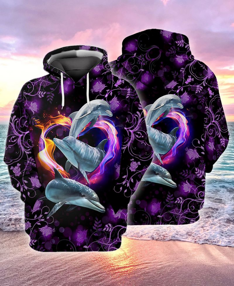 Beautiful Dolphins Purple Cool Design Unisex 3D All Over Print | For Men & Women | Adult | Hp741