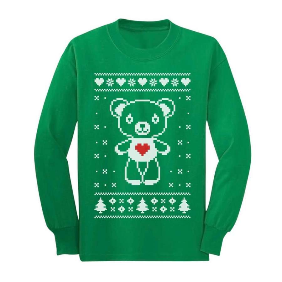 Big White Furry Bear Love – Cute Ugly Christmas Sweater Youth Kids Long Sleeve T-Shirt