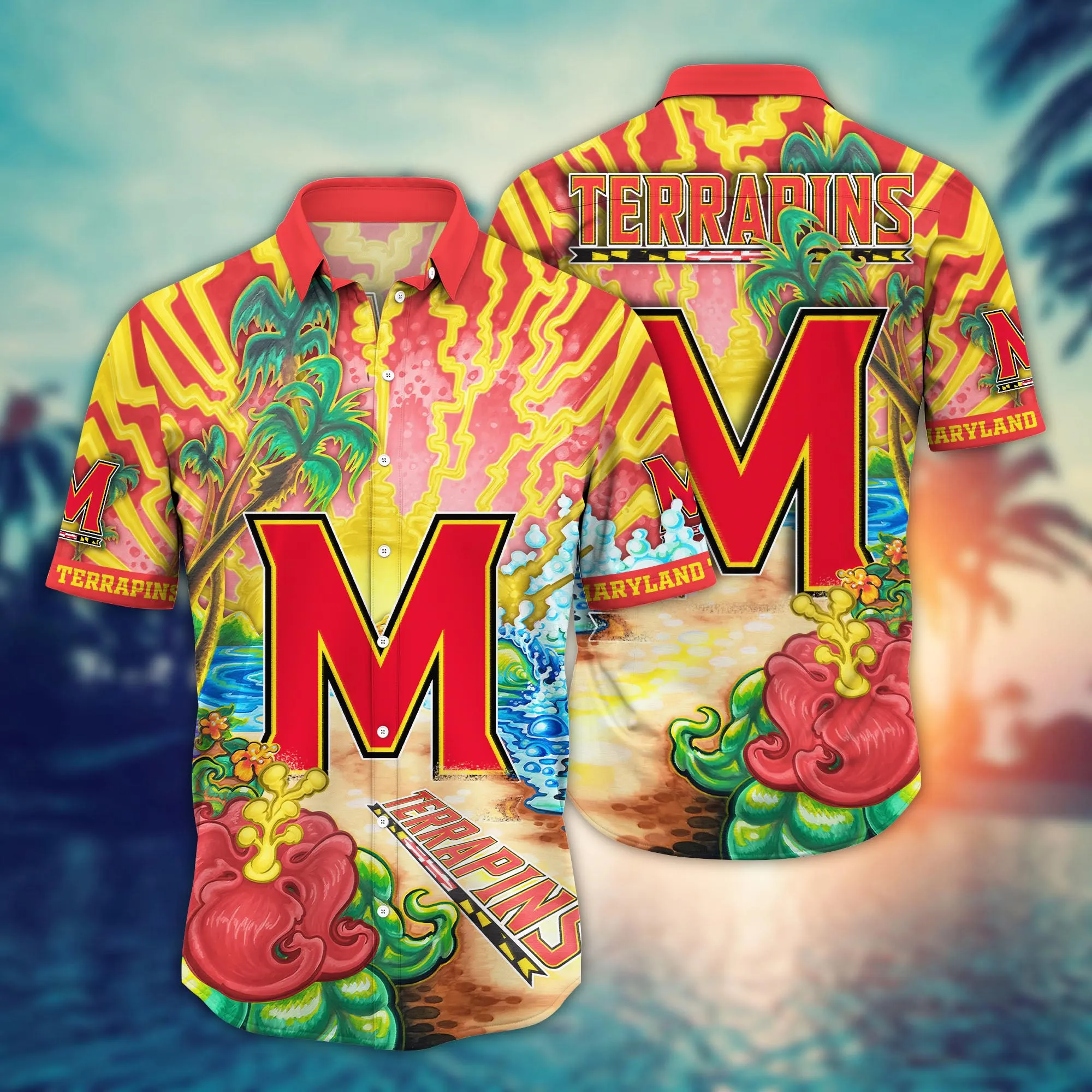 Maryland Terrapins NCCA Hawaiian Shirt Ice-Cold Drinkstime Aloha Shirt