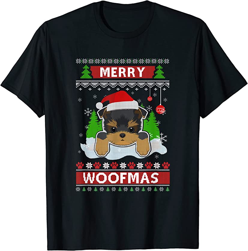 Yorkie Merry Woofmas Ugly Christmas Sweater T-Shirt