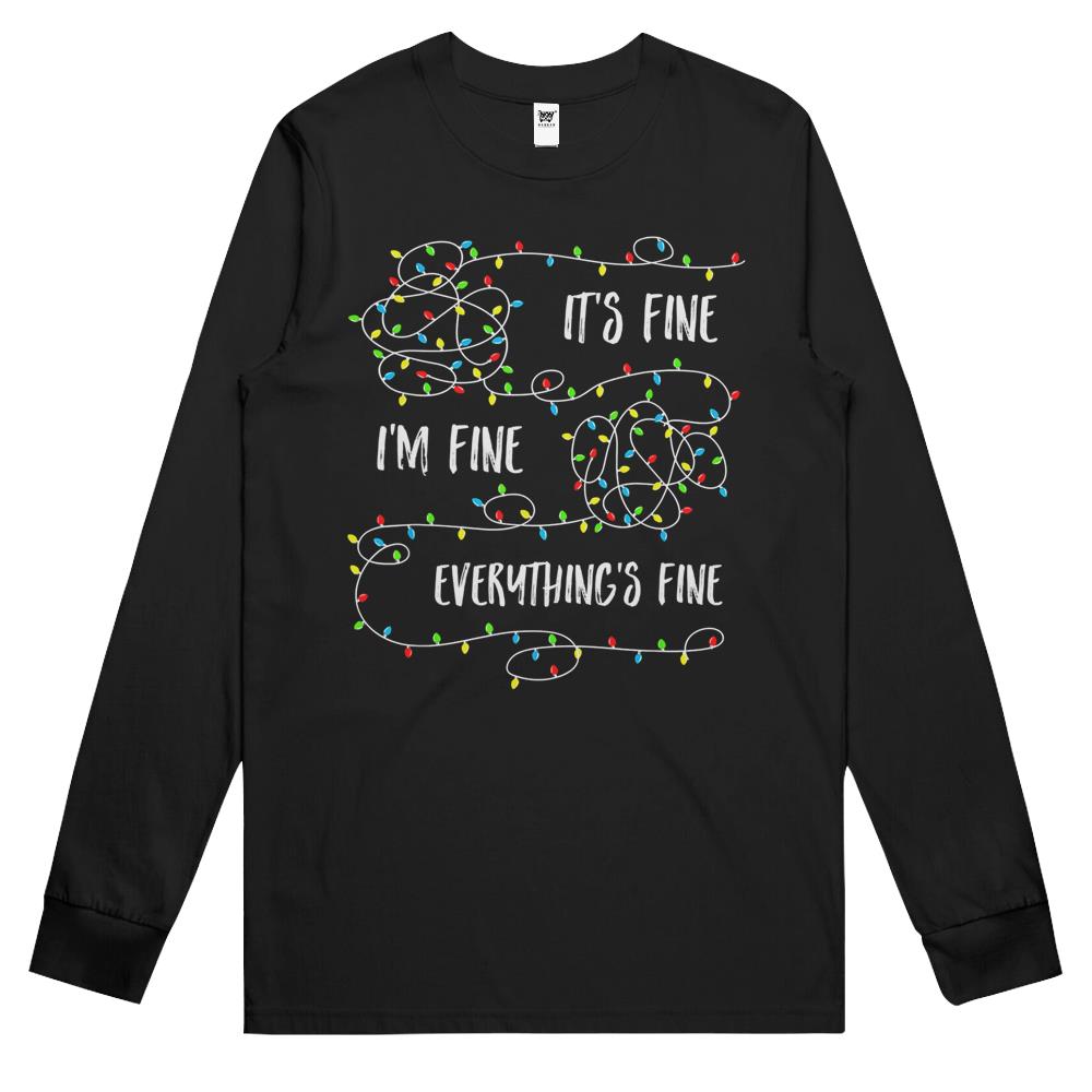 It’S Fine I’M Fine Everything Is Fine Christmas Lights Long Sleeve T Shirts