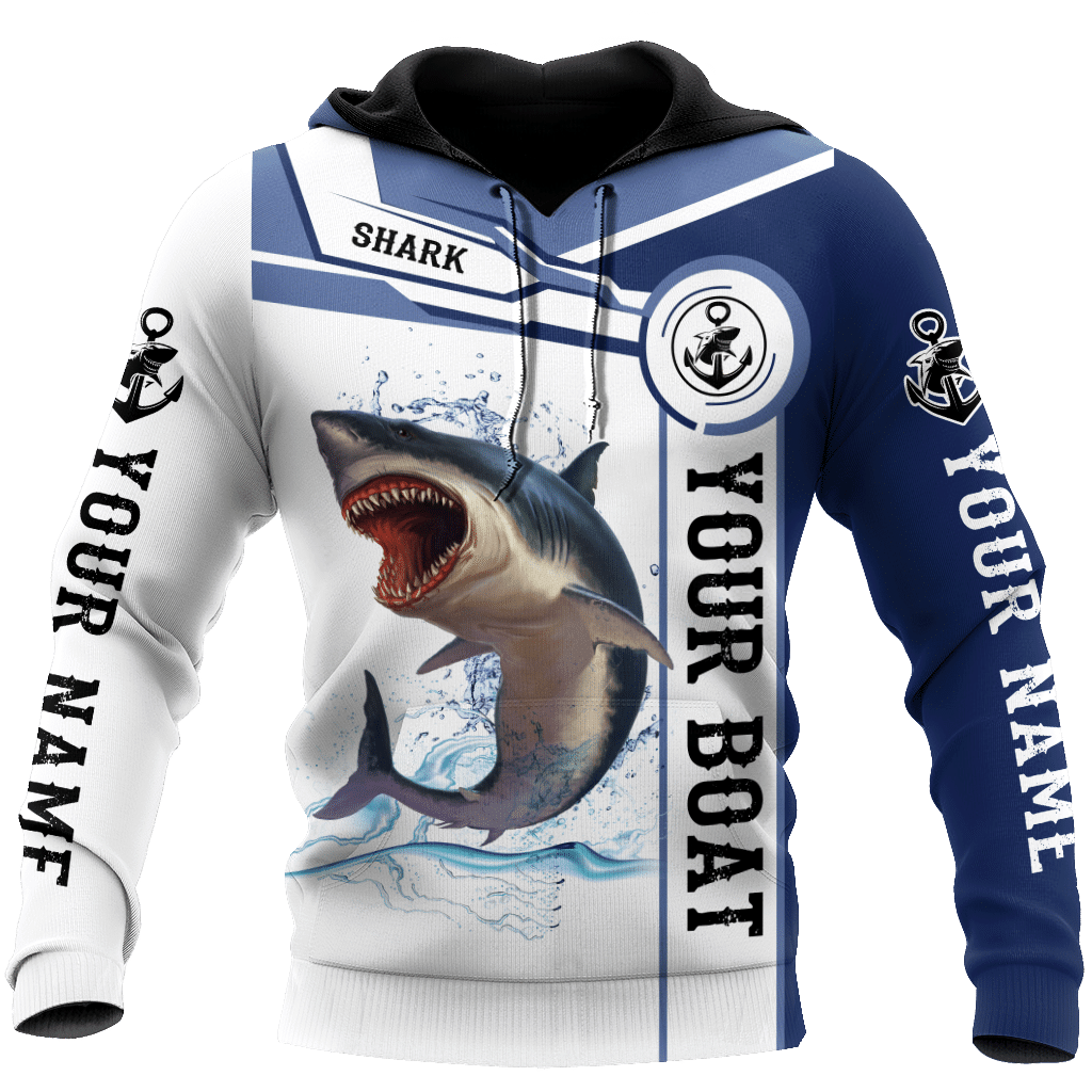 Custom Name Shark Fishing Catch And Release 3D Design Print Hoodie  For Men Women