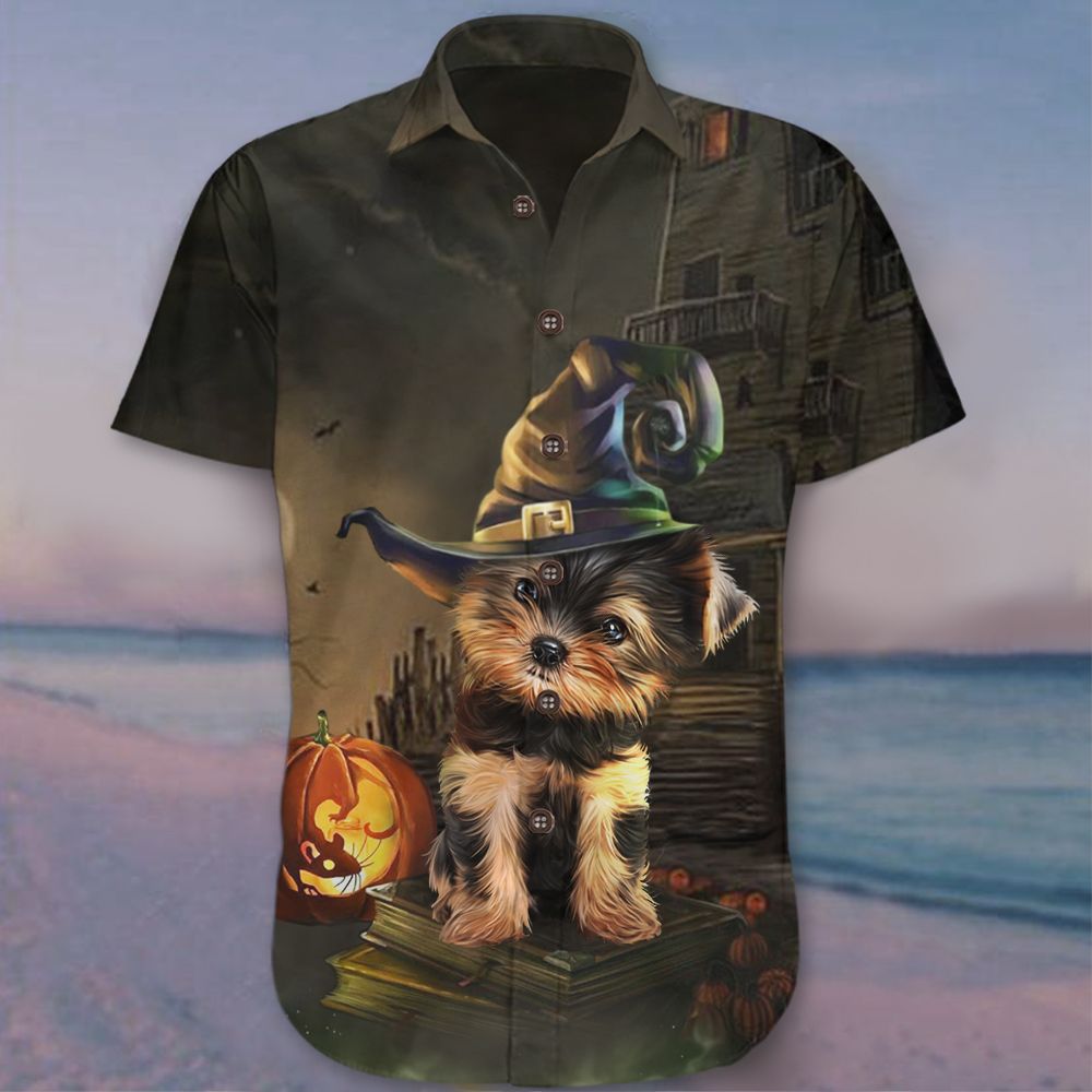 Yorkie Halloween Hawaiian Shirt Pumpkin Cute Dog Themed Halloween Birthday Gift For Him