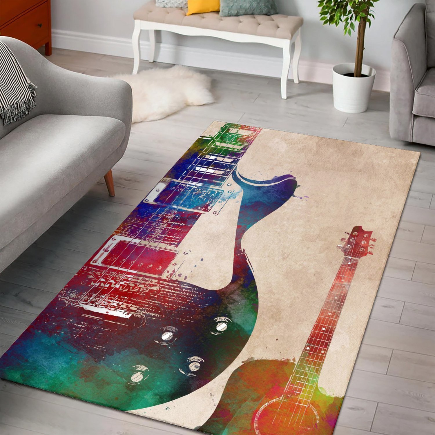 Guitar Art  Music Rug,  Gift for fans,  Halloween Gift