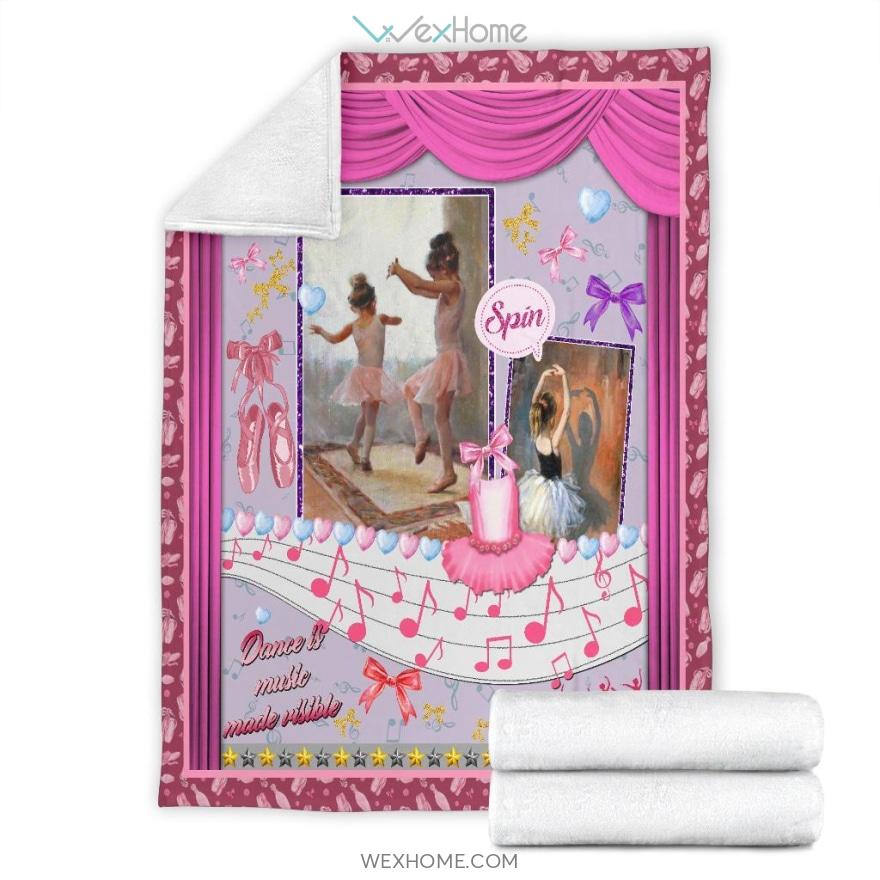 Cute Ballet Spin For Girls Pink Premium Blanket