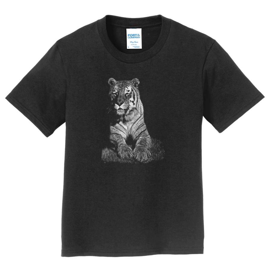 Tiger on Black – Kids’ Unisex T-Shirt