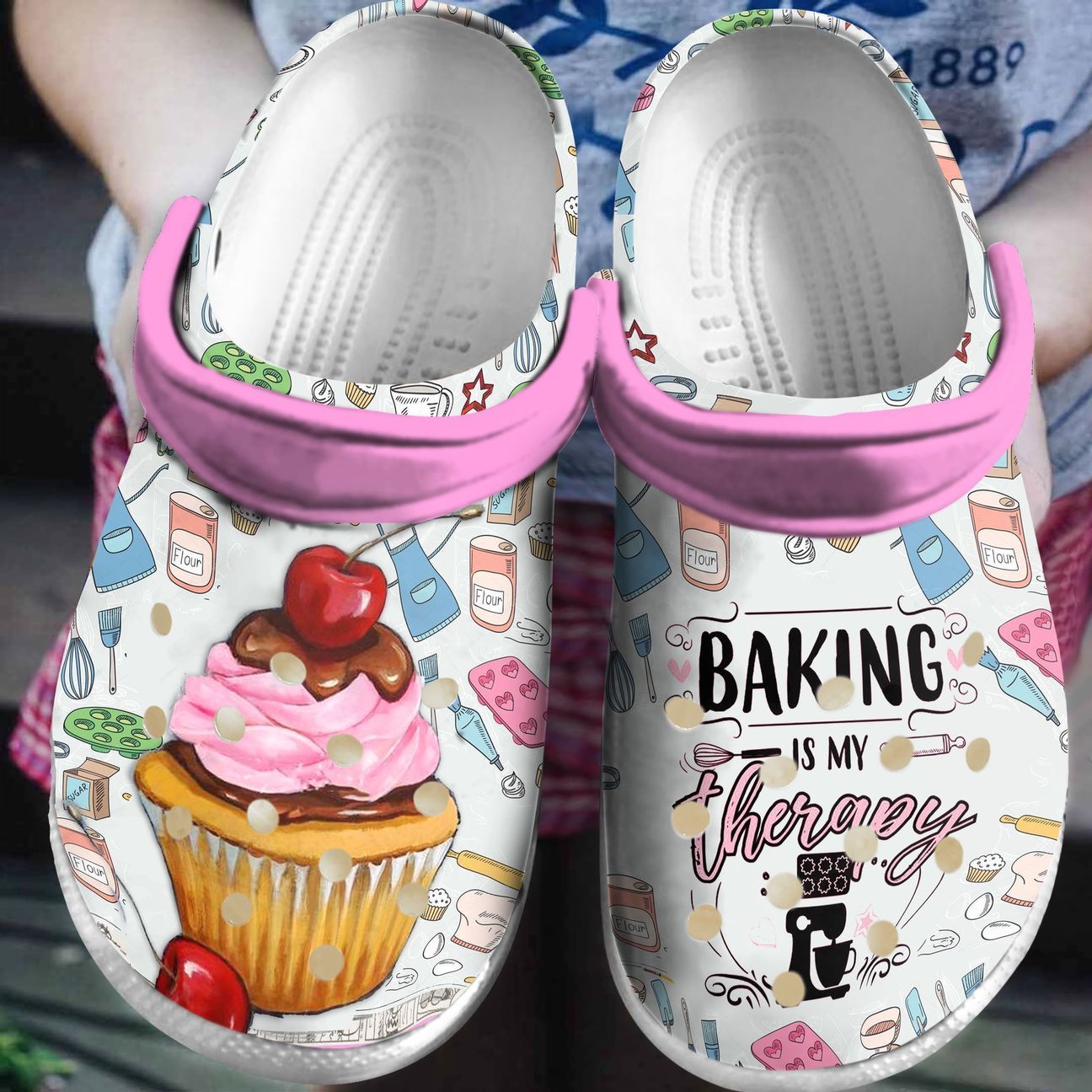 Baking Personalized Clog, Custom Name, Text Baking Is My Therapy, Fashion Style For Women, Men, Kid, Print 3D