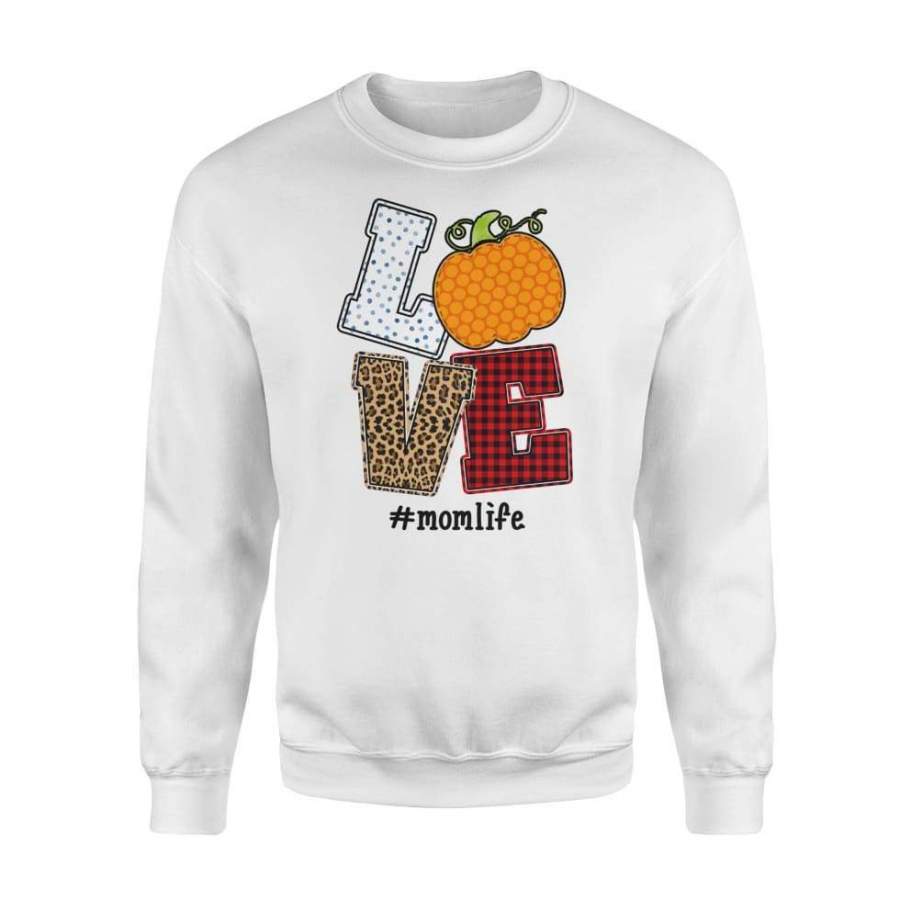 Love Mom Life Plaid Pumpkin Halloween Costume Shirt Gift For Mother – Standard Fleece Sweatshirt