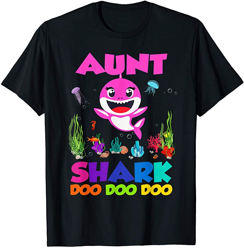 Cute Aunt Shark Doo Doo Doo Funny Baby Shark Family T-Shirt