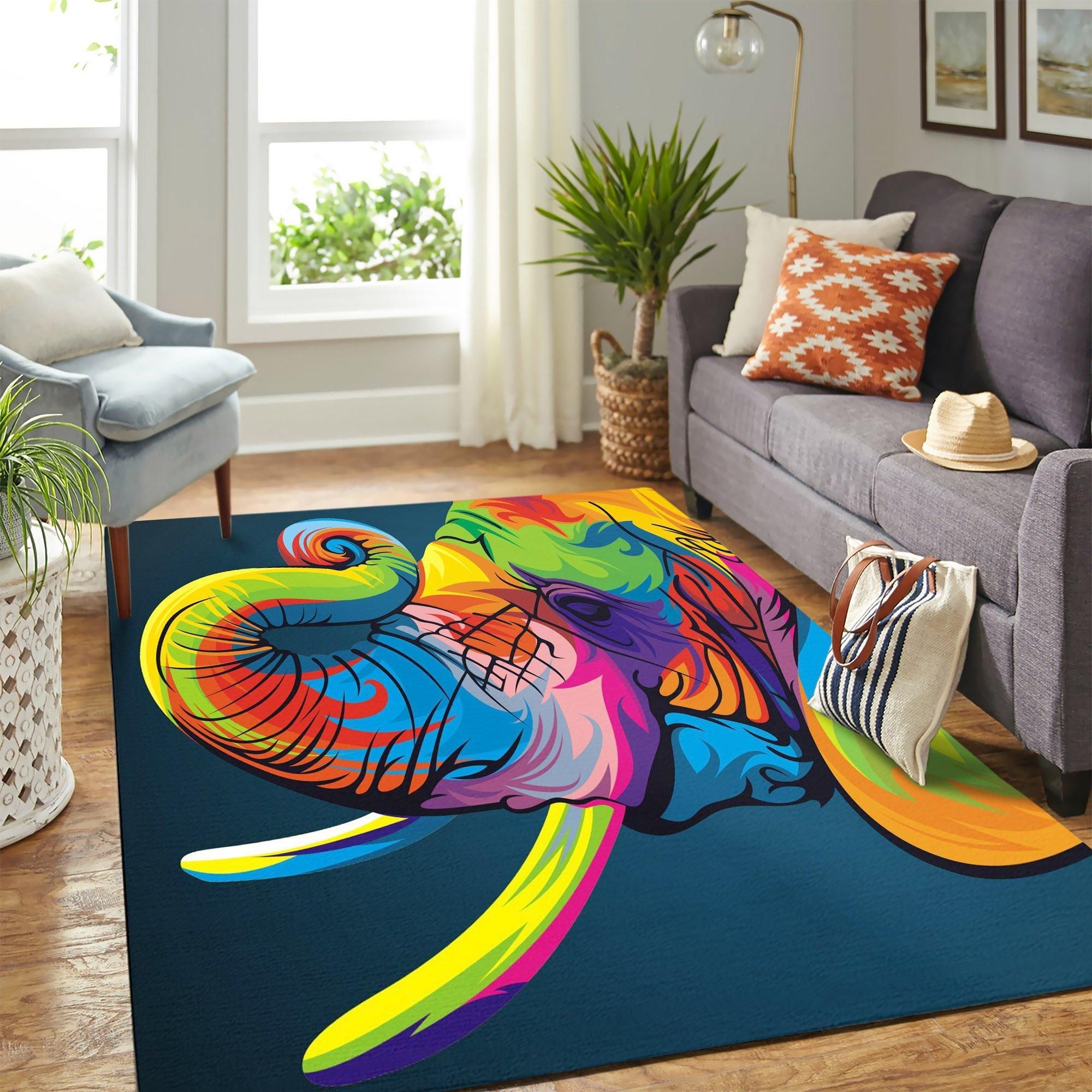 Elephant Corlor Area Rug Geeky Carpet – home decor – Bedroom Living Room decor