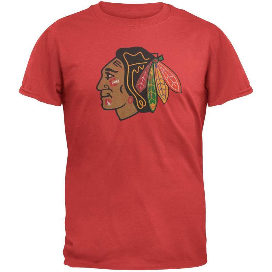 Chicago Blackhawks – Logo Brass Tacks Soft Red T-Shirt