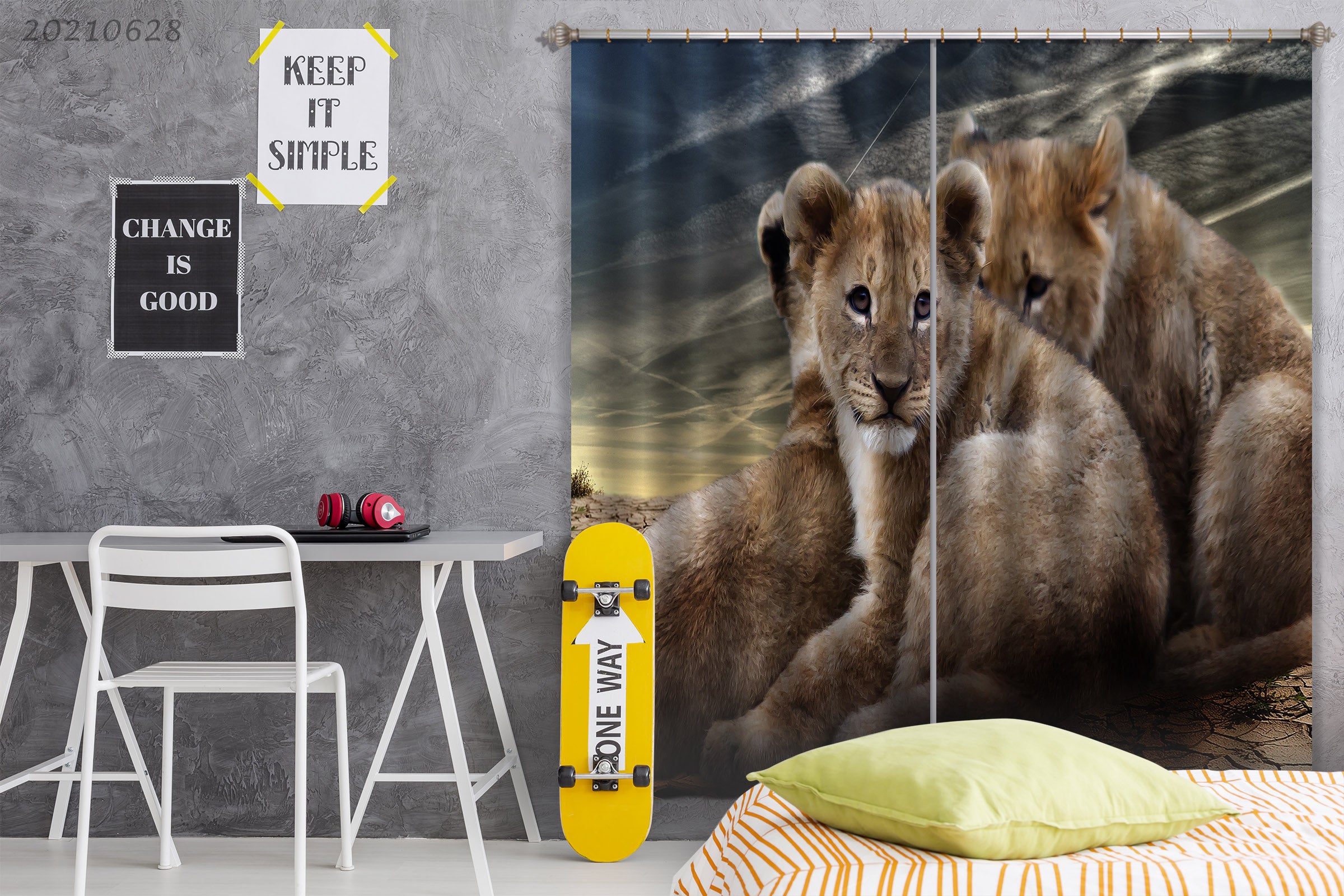 3D Wild Animal Lion Mountain Curtains And Drapes Lqh 204