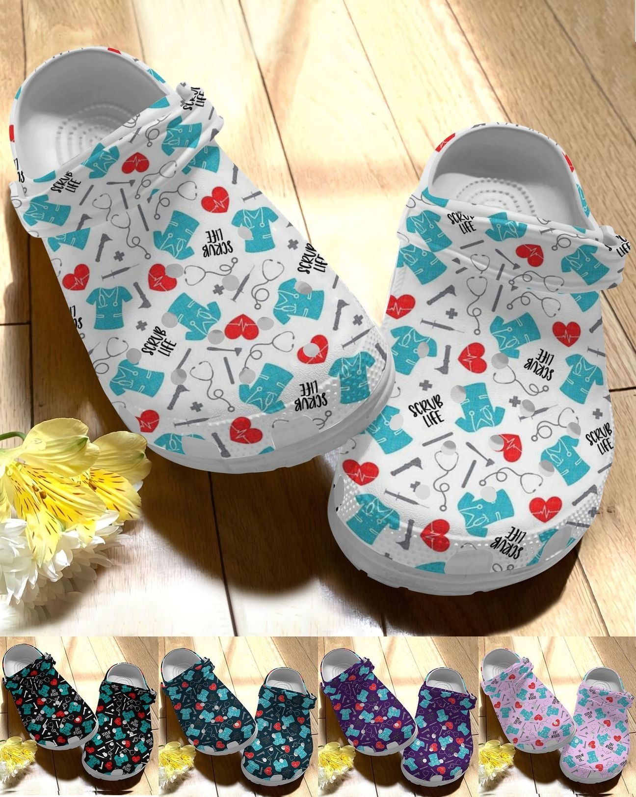 Nurse Personalize Clog, Custom Name, Text, Fashion Style For Women, Men, Kid, Print 3D Scrub Life 5 Colors