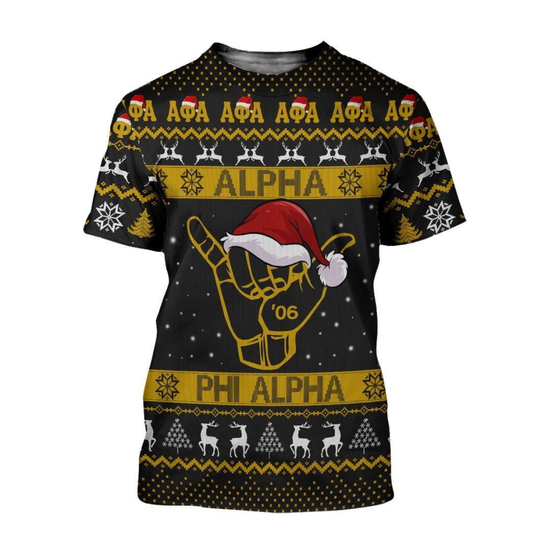 Fraternity Tshirt – Alpha Phi Alpha Handsign Christmas Tshirt