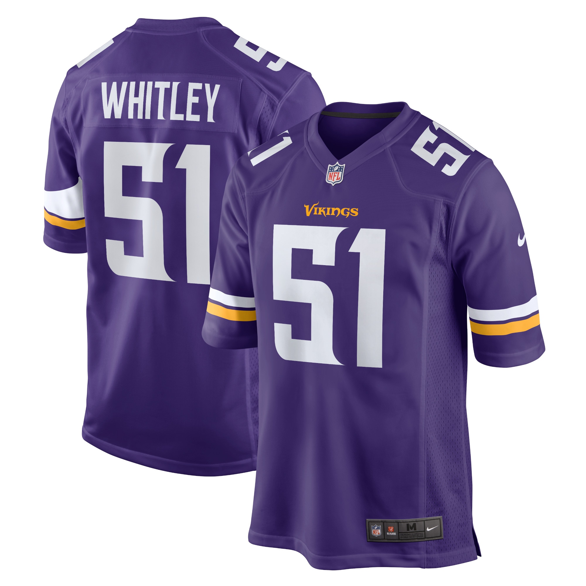 Men’s Minnesota Vikings Benton Whitley Purple Home Game Player Jersey