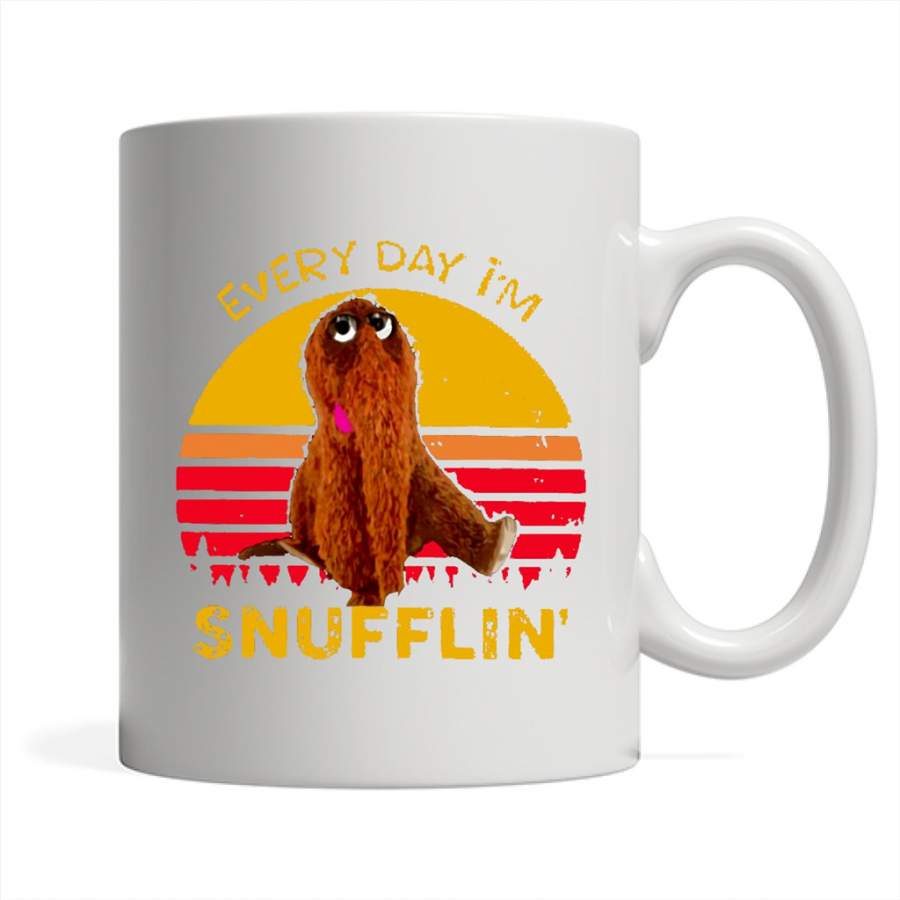 Everyday I’m Snufflin’ Sunset Classic Vintage Retro Design – Full-Wrap Coffee White Mug