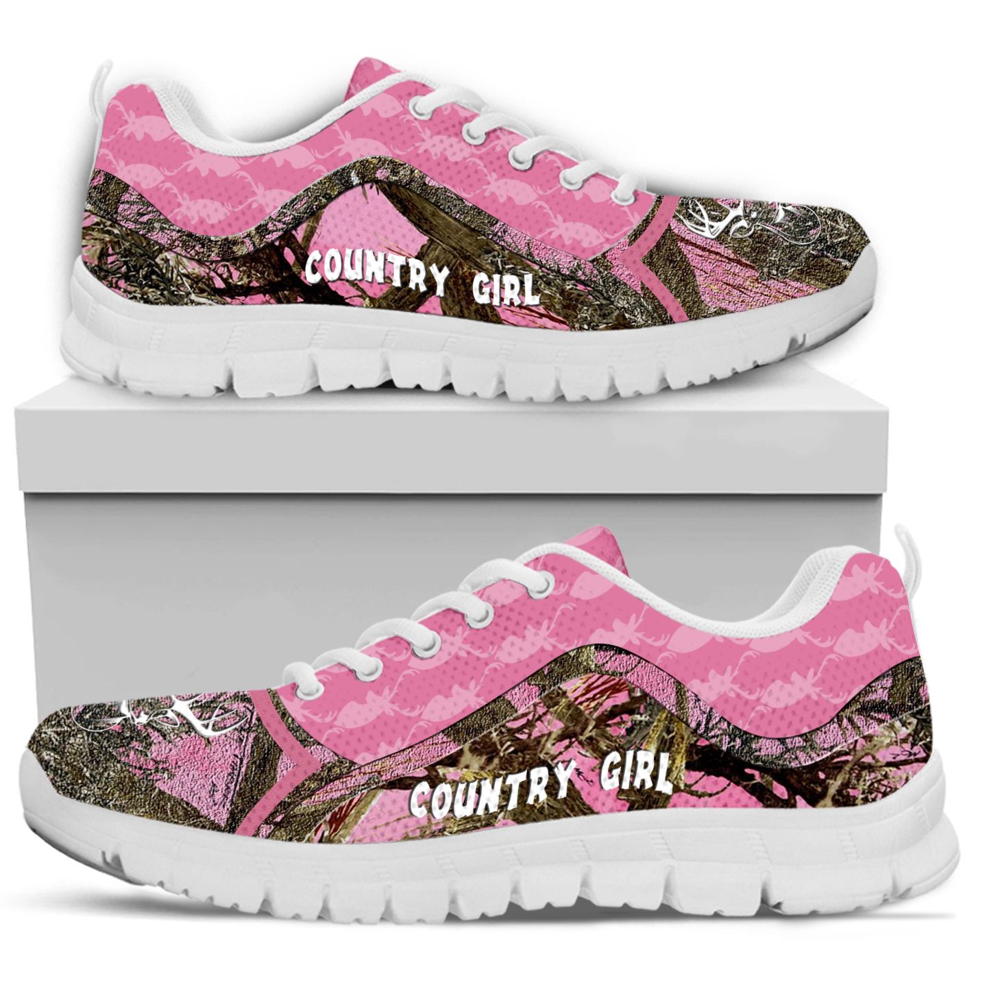 Country Girl Pink Realtree Camo Women Sneakers For Deer Hunters