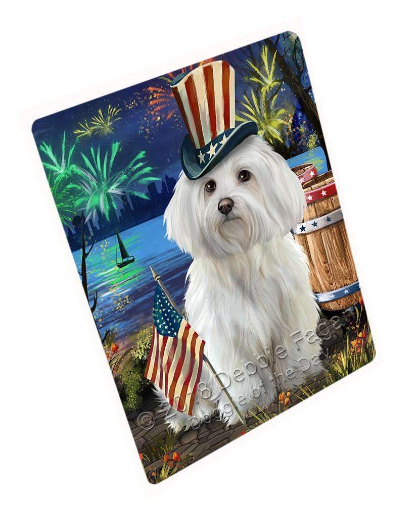 4Th Of July Independence Day Fireworks Maltese Dog At The Lake Blanket Blnkt76728