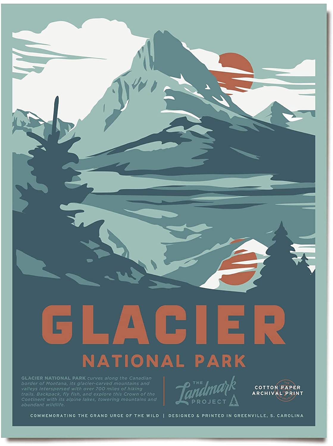 Travel Glacier National Park Visit To Montana Poster Art Print      Home Decor Gift For Men Women Family Friend On Birthday Xmas