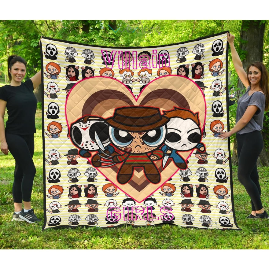 Horror Movie Premium Quilt | Powerpuff Girls Cosplay Horror Villains Chibi Patterns Quilt Blanket Nt082702