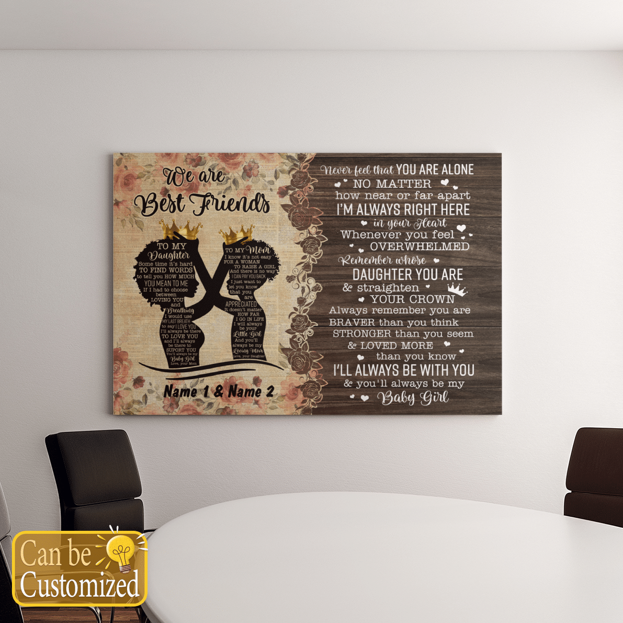 Personalized Canvas For Daughter Gift For Daughter From Mom Black Queen Wall Decor Canvas Poster From Mom For Daughter