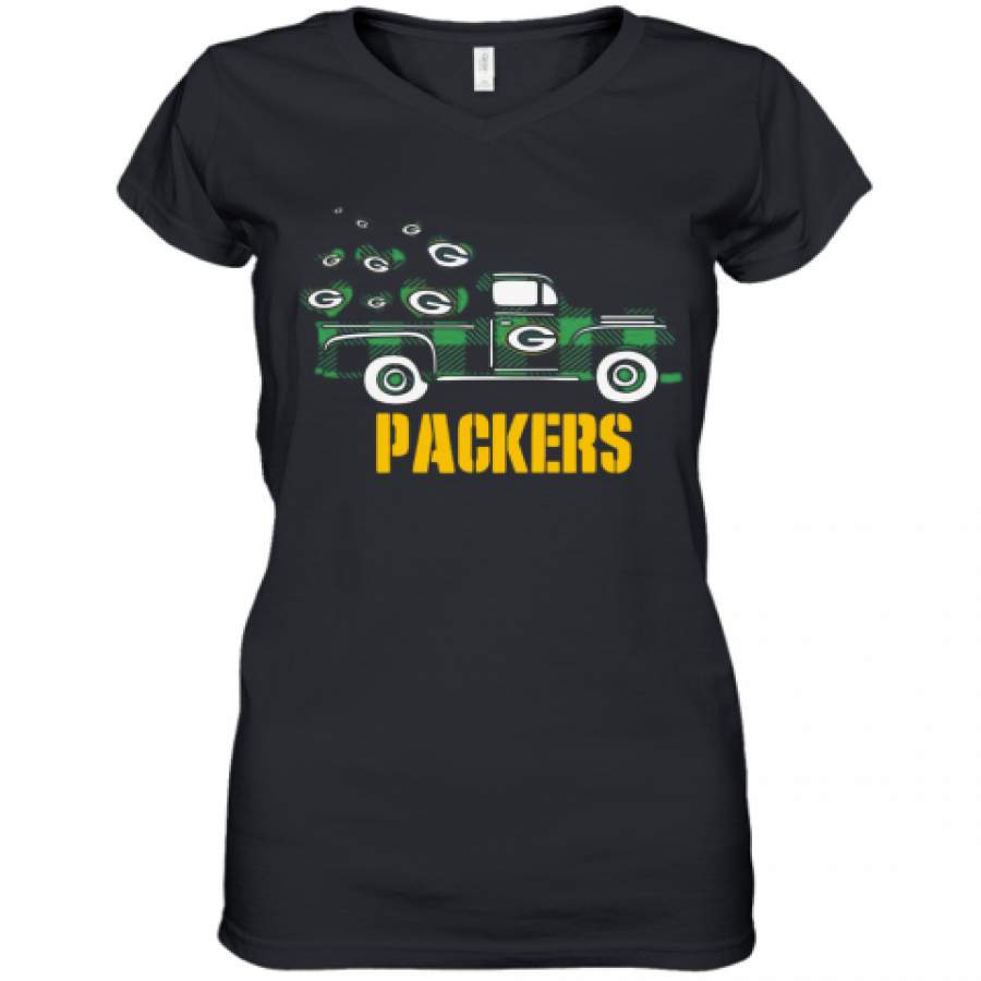 Love Car Green Bay Packers Women's V-Neck T-Shirt