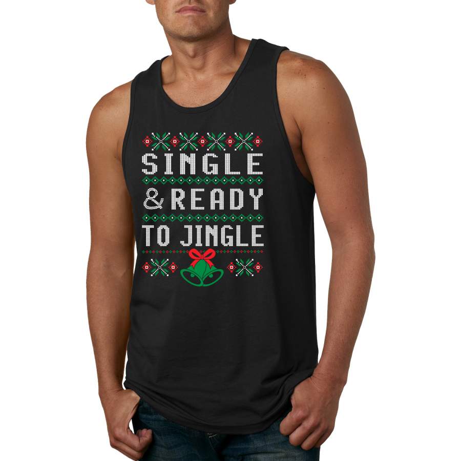 Single and Ready to Jingle Ugly Christmas Sweater Mens Graphic Tank Top