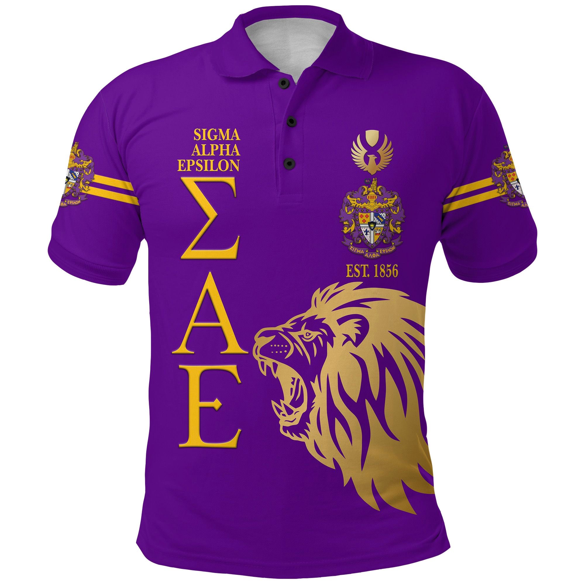 (Custom Personalised) Sigma Alpha Epsilon Sae Polo Shirt Simple Style – Purple Lion Ver Lt8