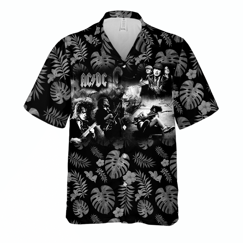 Ac&Dc Merch Art Flowers Pattern Cuban Shirt Premium Hawaiian Shirt