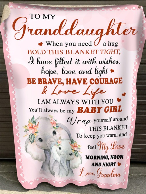 To My Granddaughter Elephant 1 3D Fleece Blanket