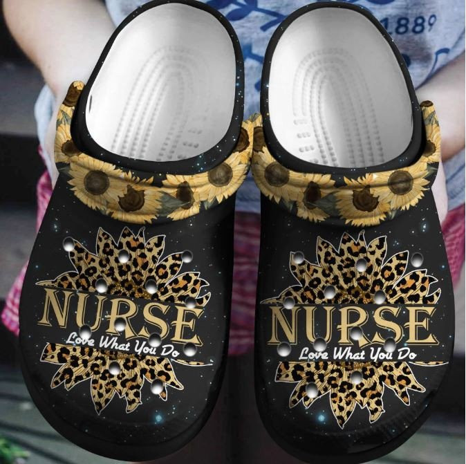 Nurse Love What You Do Leopard Shoes Crocs Clogs Gift For