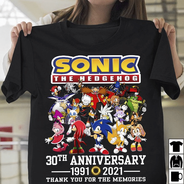 Sonic The Hedgehog 30Th Anniversary 1991 – 2021 Thank You For The Memories T Shirt Hoodie Sweater  Size S-5Xl